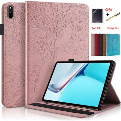 Tablet Cover For Huawei Matepad 11 Case 2021 Emboss Tree Flip Wallet Cover For Funda Huawei Matepad 11 Case+Soft Film+Pen
