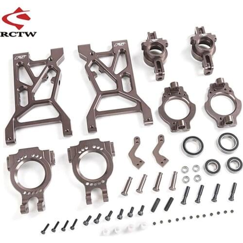 CNC Aluminum Front Suspension Arm & Front Wheel Hub Carrier Steering Knuckle Bearing Base Set for 1/5 Rofun Rovan F5 MCD XS-5
