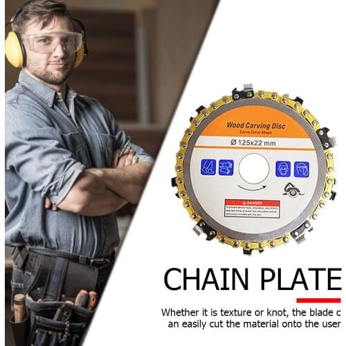 Wood Carving Disc Woodworking Chain Grinder Chain Saws Disc Chain Plate Tool for 125 Angle Grinder Teeth Sharpener Chainsaw