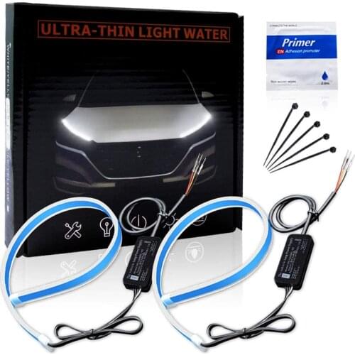 1-Set 60CM 23.6" Flexible LED Tube Strip Style Flowing Bar Silicone Strip Dual Color Car Turn Signal Light Guide Lamp Red/Amber