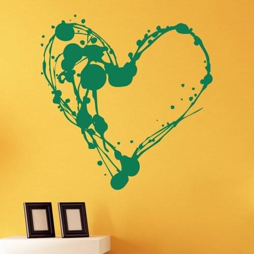 Grunge Style Heart Shaped Wall Stickers Abstract Love Music Home Living Room Bedroom Door Window Decoration Vinyl Decal Mural 15