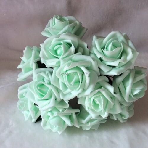 72pcs Free Shipping Mint Green Artificial Flowers Bridal Bouquet Wedding Decorative Flowers Home Decor Mint Wedding Centerpiece