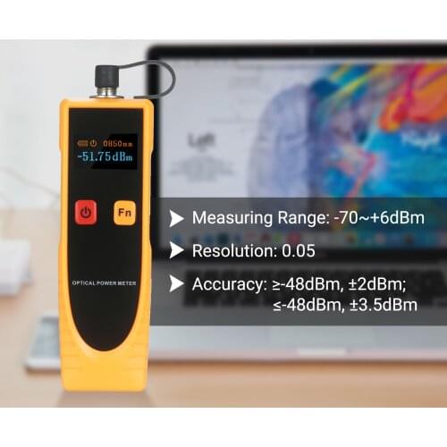 Optical Power Meter with 6 Optic Wave Length -70~+6dBm Digital Optical Power Tester Optical Fiber Tester Network Cable Tester