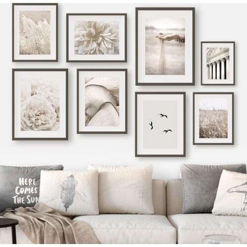 Sand Falling Reeds Mushroom Birds Fall Wall Art Canvas Painting Nordic Posters And Prints Wall Pictures For Living Room Decor