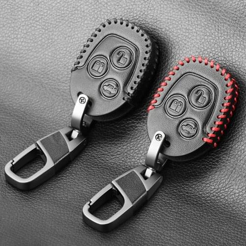 3 Button Remote Leather Car Fob Key Case Cover For Ford Focus Mondeo Festiva Fusion Suit Fiesta KA MK4 Holder Protector
