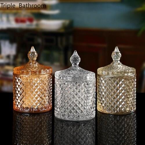 Creative Toothpick Holder Glass Cotton Swab Box with Cover Dust Proof Makeup Pad Organizer Accessories Bathroom Storage Box