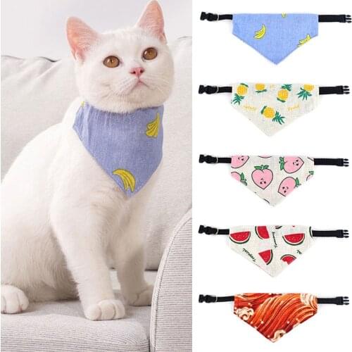 Fashion Cat Bandanas Bow Tie Kitten Dog Scarf Adjustable Pet Cat Collar Handmade Linen Puppy Neckerchief Saliva Towel For Dogs
