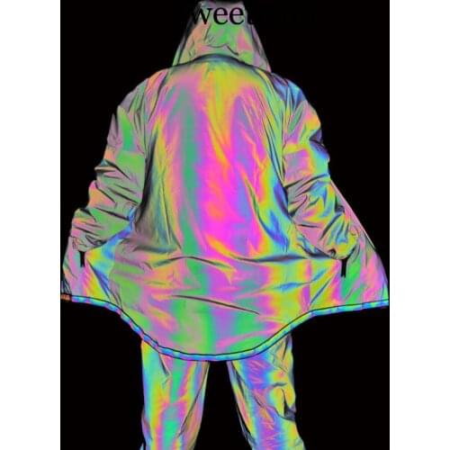 Men colorful reflective pants hip hop street dance trousers male casual night reflecting