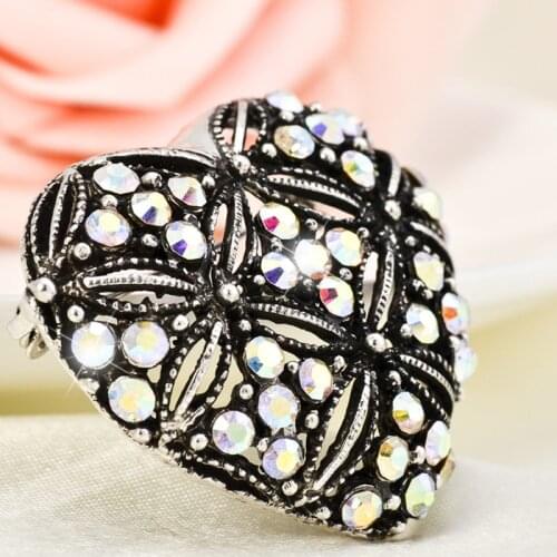 MZC New Crystal Heart Brooches and Pins for Women Rhinestone Hollow Broches Love Black Decorative Brooch Jewelry Accessories