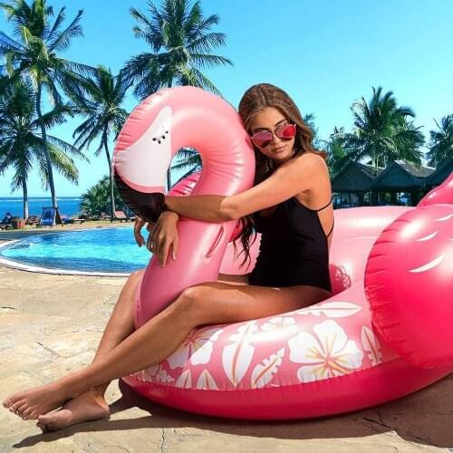 Inflatable giant flamingo swan unicorn pontoon adult tube ring swimming pool party toy riding mattress swimming ring