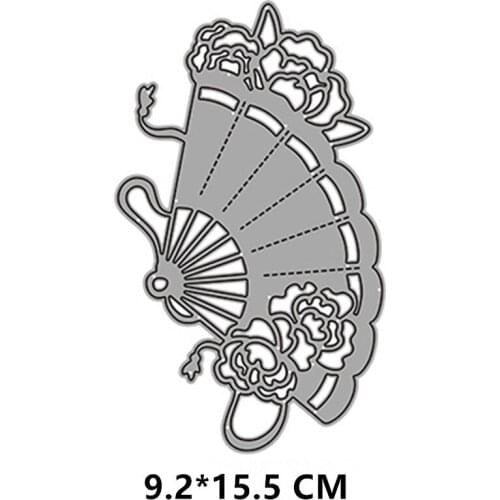 2021 New Chinese Fan Cutting Dies DIY Scrapbooking Embossing Paper Photo Frame Stamps Crafts Template Mould Stencils