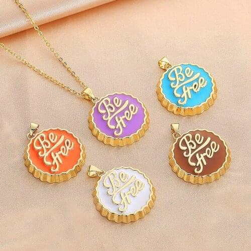 2021 New Round Geometric Fashion Necklace For Woman Delicate Pendant with Letters Unique Creative Gift