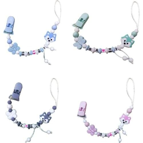 New Silicone Infants Baby Pacifier Clip Chain Newborn Teething Toy Holder U90B
