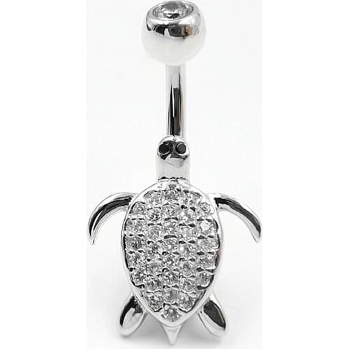 New arrival navel piercing jewelry 925 sterling silver Turtle belly botton ring 6mm 8mm 10mm