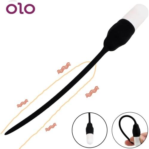 OLO Silicone Penis Plug Vibrator Insertion Urethral Plug Catheter Urethral Dilators Sex Toys for Men Adult Products 7 Frequency