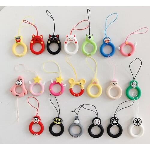 Wholesale 10pcs/lot Silicone Ring Mobile Phone Lanyard Ring Cartoon Ring Buckle For Phone For Keychain Ring