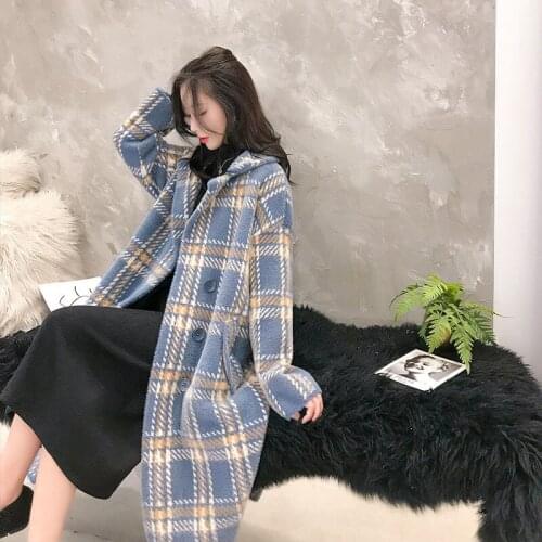 2021 Women Autumn Winter New Mink Velvet Warm Coats Female Long Sleeve Cardigan Jackets Ladies Long Plaid Sweater Outwear R507