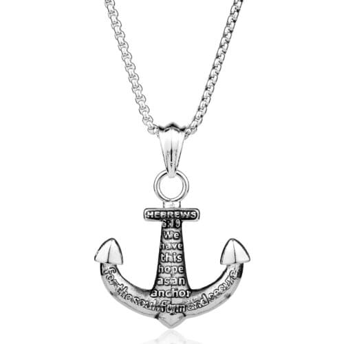Sea Themed Anchor Pendant Necklace Sailor Gifts Punk Rock Hip Hop Unique Trinket for Boy Men Party Accessories