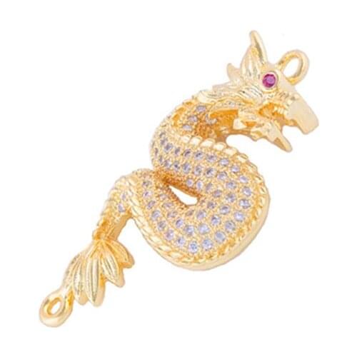 New Fashion 5 PCS Shining Zircon Dragon Charms For Jewelry Making Vintage Copper Micro Pave Connectors Charms Diy Berloques