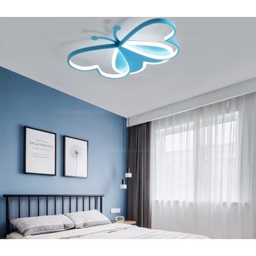 Blue Butterfly Ceiling Lights Modern Kitchen Lighting Fixture for girls Kids bedroom cute Pink ceiling lamp in child room dining