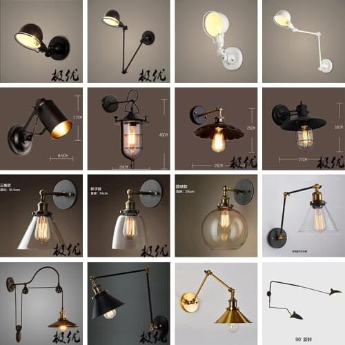 Industrial Vintage Wall Lamps Simple style Wall Lights LOFT Little Umbrella Double Arm Bedside Lamp Restaurant Light Fixtures