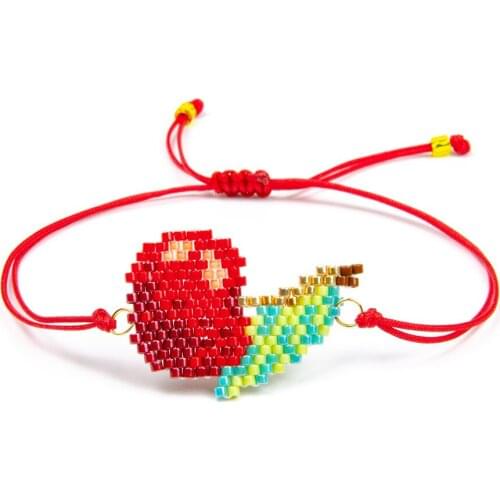 Miyuki Mizhu Handwoven Red Cherry Simple Womens Bracelet