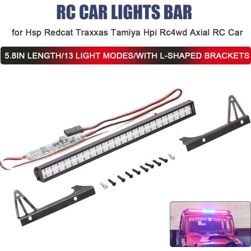 RC Car LED Lights Bar With L-shaped Bracket 147mm Metal Roof Lamp Light Headlight for 1/10 Traxxas TRX4 Trx6 HSP RC Trucks Parts