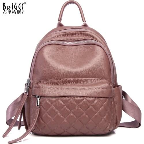 BRIGGS New 2021 Soft Genuine Leather Backpack Daily Casual Womens Rucksack Travel Outdoor Female Knapsack Teenagers School Bags