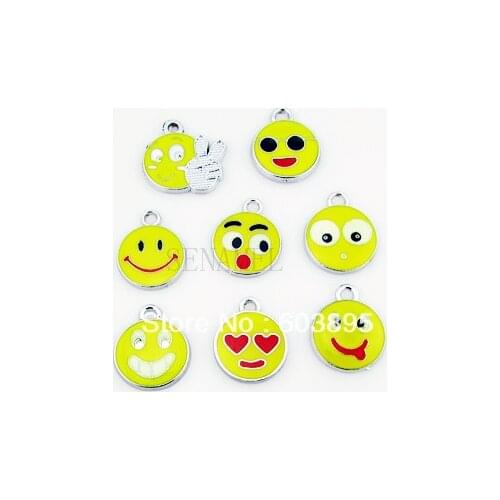 S5653! 100Pcs/Lots Enamel MIXED Expression charms for key charm