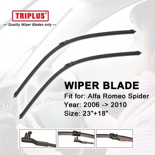 Wiper Blade for ALFA ROMEO SPIDER (2006-2010) 1 set 23"+18",Flat Aero Windscreen Wiper,Boneless Windshield Soft Wiper Blades