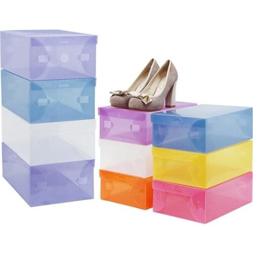 1Pcs Foldable Plastic Shoe Storage Case Boxes Stackable Organizer Shoe Holder baske shoes box organizer Multifunction