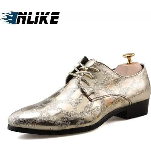 Inlike New Spring Summer Fashion Men Party Shoes Gold Silver Patent Leather High Quality Soft Casual Breathable MenS Flats