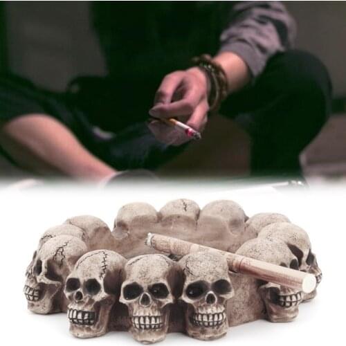 Creative Skull Ashtray Cigarette Tray Container Resin Smoking Accessories Decor