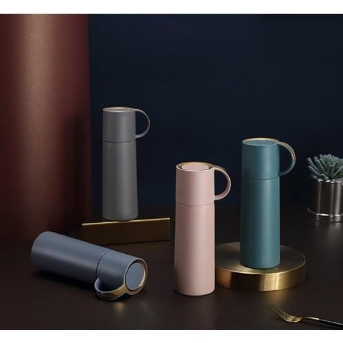 Vacuum Insulated Water Bottle, Coffee Travel Mug 350ml Water Bottle Tumbler with Cup Cover, Leak Proof Flask for Kids and Women