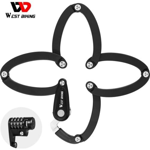 WEST BIKING Password Bike Lock Foldable Anti-Theft Security Lock With 2 Keys Candado Bicicleta Electric Bicycle Part Chain Lock