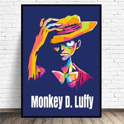 WPAP One piece Ainme Monkey D. Luffy Canvas Painting Wall Anime Art Pictures Prints Home Decor Wall Poster Decoration For Gift