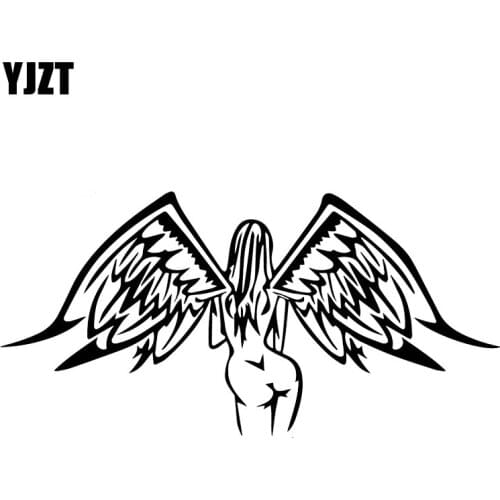 YJZT 18*8.9CM Naked Sexy Girl Angel Car Sticker Silhoutte Design Decal Black/Silver Covering The Body C20-1512