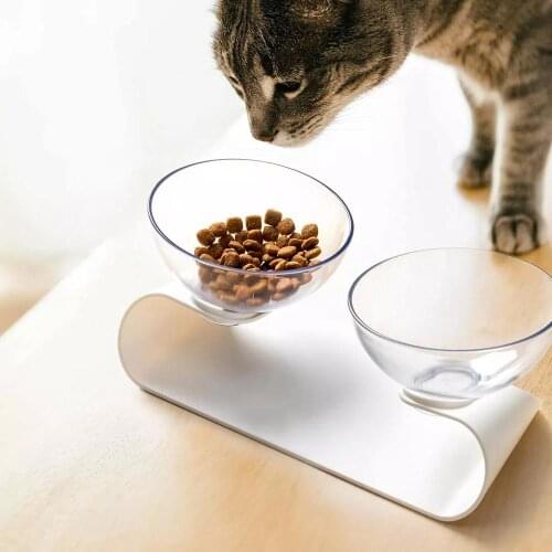 Youpin Pet Dog Cat Pet Double Bowls Transparent Tilt Design Healthy Material Pets Cats Kitten Feeder Bowls