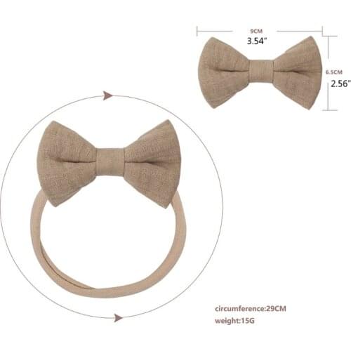 Baby Girls Elastic Bow Headband Solid Color Bowknot Hair Band Turban Headwear