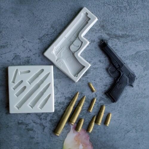DIY Bullet Gun Shape Silicone Mold Game Gun Cake Chocolate Mold Fudge Fondant Cake Decorating Kitchen Gadgets