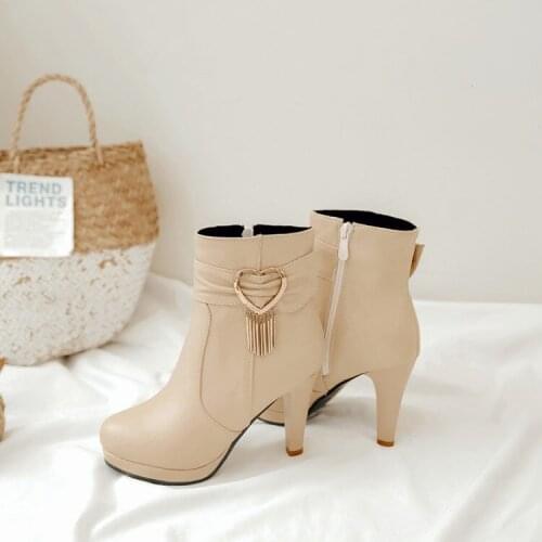 Big Size 9 10 11 17 boots women shoes ankle boots for women ladies boots shoes woman winter Solid color round head thick heel