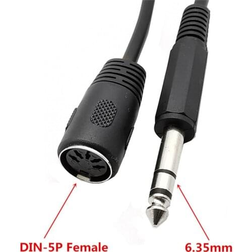 0.3M MIDI Din 5Pin Female To Monoprice 6.35mm (1/4 Inch) Male TRS Stereo Audio Extension Cable for MIDI Keyboard