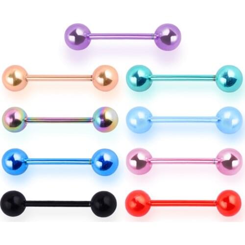 10pcs Stainless Steel Tongue Piercing langue Nipple Rings Industrial Barbell Tongue Rings Helix Piercing Jewelry Body Piercing