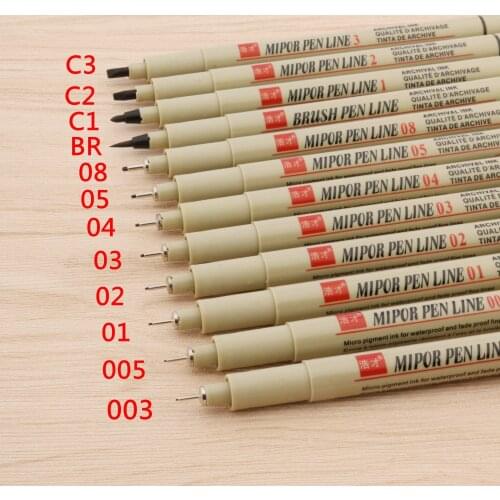 13Pc SET Needle Drawing Pen water proof Sketch Cartooning 003 005 01 02 03 04 05 06 08 BR G1 G2 G3 Art Markers