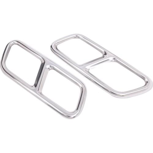 2Pcs Car Dual Exhaust End Pipe Muffler Tip Trim Cover Silver Stainless Steel Fit For Mercedes S Class W221 Facelift W222 C217