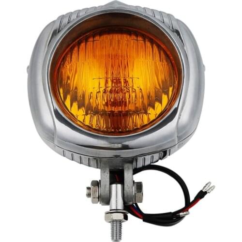 4" Vintage Head Lamp Headlight Clear/Orange Lens For Harley Tour Cross Bones Breakout Dyna Sportster Bobber Chopper Custom