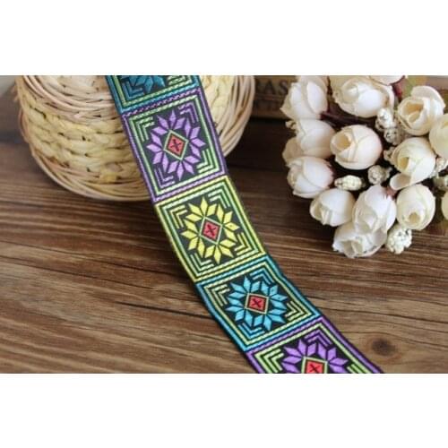 40mm 10 yards Polyester Geometric Pattern Woven Jacquard Ribbon