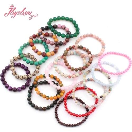 6/8/10mm Natural Agates Amazonite Garnet Sunstone Coral Lava Round Beads For Women Chritmats Fashion Jewerly Gift Bracelet 7"