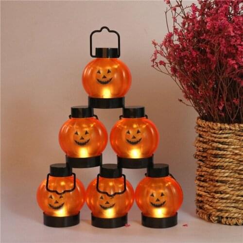 6Pcs Halloween Decoration Grimace Pumpkin Lantern Flashing Holiday Party Accessories