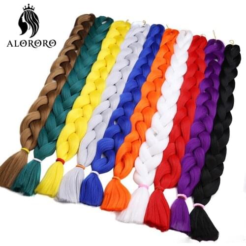 Alororo 82inch/165g Synthetic Braiding Hair Extension for Braids Afro Black Red Blue Green Pink Jumbo Braid Hair 37 Colors